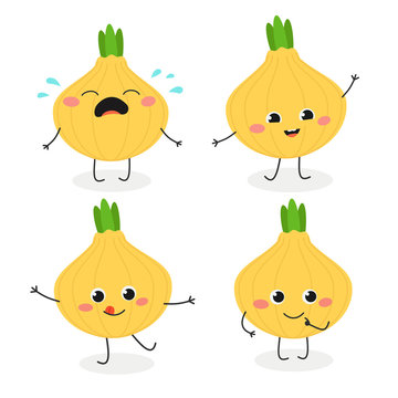 Onion cartoon character emoticon set
