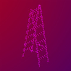 Step ladder. Wireframe low poly mesh vector illustration