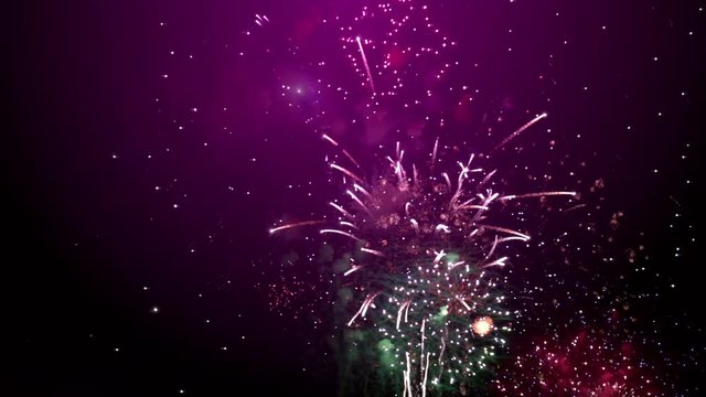 New Year fireworks purple background