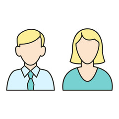 Beauty man and woman icons isolated on the white background