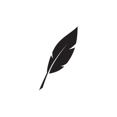 Feather pen logo template. Quill symbol vector design. Isolated nib icon on white background.
