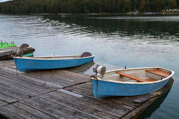 Fishing boats on the shore of the lake