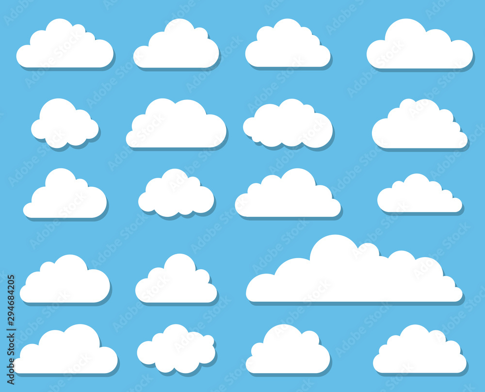 Poster cloud icon. set of clouds in a flat style. vector graphics