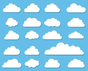 Cloud icon. Set of clouds in a flat style. Vector graphics
