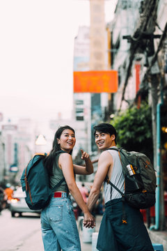 Asian Couple In Love Enjoying their Travel