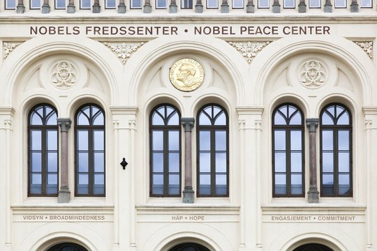 Facade of the Nobel peace center on August 27, 2018 in Oslo, Norway