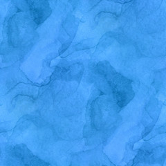 Materiał do szycia Seamless pattern abstract background blot blue smoke, stone. Hand drawn watercolor.