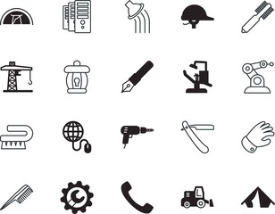 equipment vector icon set such as: innovation, household, finger, row, weight, hanging, straight, end, medicine, camping, agriculture, dust, graphics, variety, traditional, nib, paper, hardhat, label