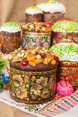 Ukrainian Easter cake on a towel