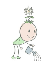 gardener watering illustration