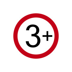 Age restriction symbol. Three plus. Abstract concept, icon. Vector illustration on white background.