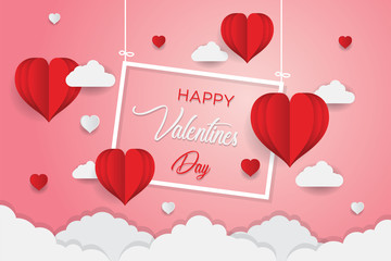 Concept of Valentine's Day, Art paper flying heart balloons. vector illustration. Wallpapers, leaflets, invitations, posters, brochures, banners. EPS 10