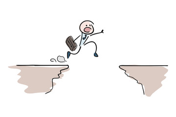 businessman jumping off a cliff