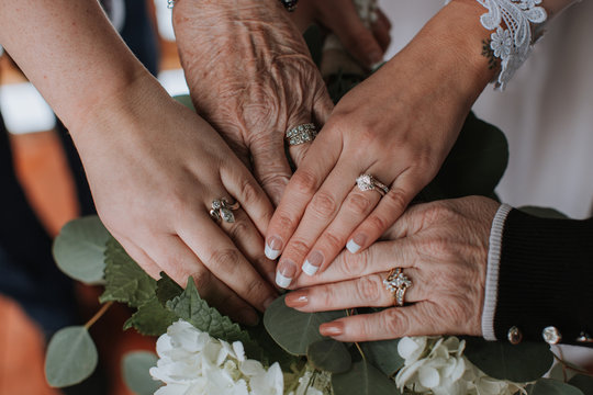 Wedding Rings of Generations of Women in Family