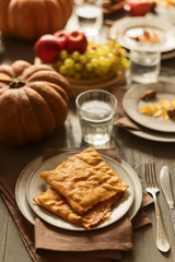 Obraz na płótnie Canvas Pumpkin pie on a festive autumn table
