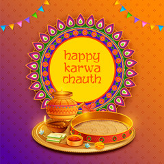 illustration of greetings for Indian Hindu festival Happy Karwa Chauth