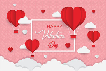 Fototapeta na wymiar Concept of Valentine's Day, Art paper flying heart balloons. vector illustration. Wallpapers, leaflets, invitations, posters, brochures, banners. EPS 10