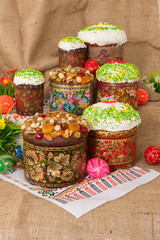 Ukrainian Easter cake on a towel