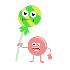 Fun, cheerful, colorful candies. Artistic drawing.