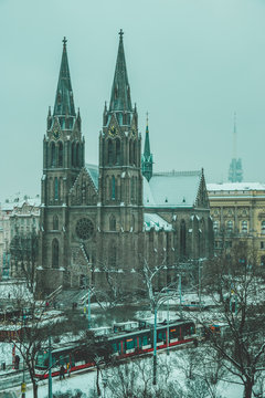 Prague shurch snow