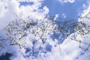 communication lines network against the sky, web network connection
