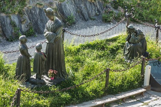 Statue depicting Our Lady of La Salette in a sanctuary in  Alps