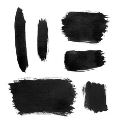 Black ink stroke on white background. Grunge ink blob handdrawn illustration. Ink blot set. Bristle brush splatter - 294694241