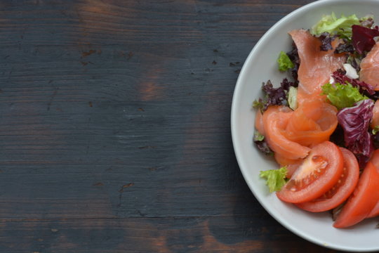 A Fresh And Healthy Salmon Salad With Tomatoes