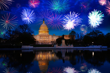 Washington D.C. Us capitol, fireworks celebration USA
