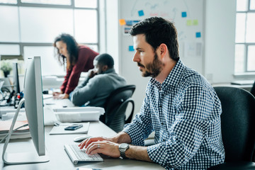 Man using computer in office