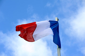 The french flag fluttering in the wind