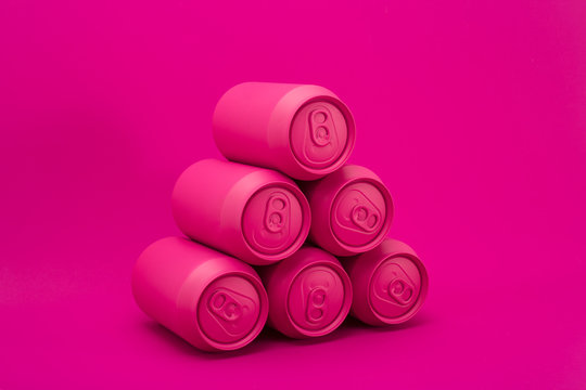 Pink cans on a pink background