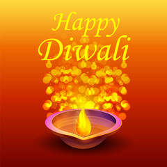 illustration of burning diya on happy Diwali Holiday background for light festival of India