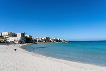 Fototapeta na wymiar Beautiful Otranto bay, famous Italian city in Salento, Puglia. the beautiful beach bay of Otranto in Italy