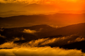 Fototapeta na wymiar Splendis sunrise in the mountains. Bieszczady Mountains. Poland