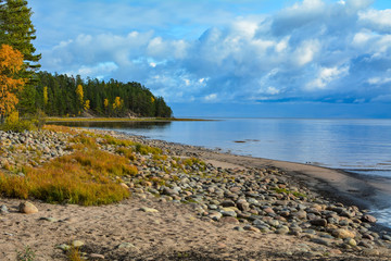 Fototapeta na wymiar Dark clouds over the Ladoga Lake, Russia