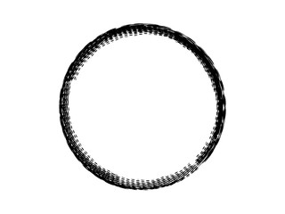 Grunge circle made of black paint.Grunge oval shape made for marking.Isolated black circle on a white background.Art circle made for your project.