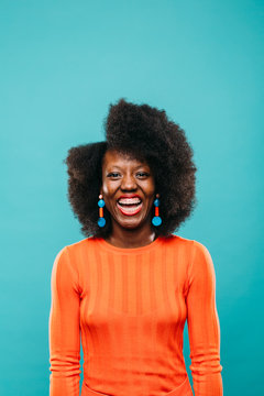 Young afro hairstyle woman.