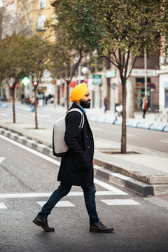 Young handsome Indian Sikh in the street