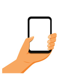 hand holding smartphone flat illustration vector. 