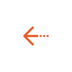 red thin left rounded arrow with three dots icon. Isolated on white.
