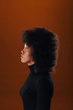 Young afro hairstyle woman.