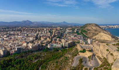 Fototapeta na wymiar Alicante, Spain. View from the Fortress of Santa Barbara. Cityscape.