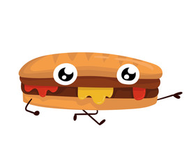Cheerful, cute, orginal hamburger figures cartoon character