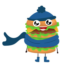 Cheerful, cute, orginal hamburger figures cartoon character