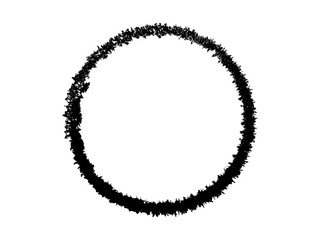 Grunge circle made of black paint.Grunge ink circle made for your design.Marking element made with artistic brush.