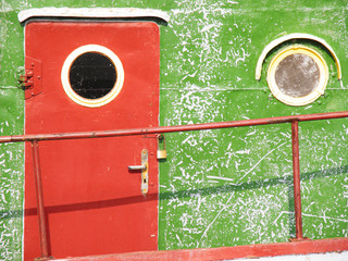 red door at the ship