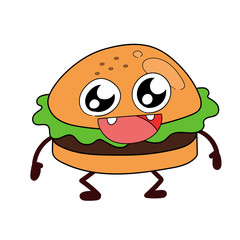 Cheerful, cute, orginal hamburger figures cartoon character