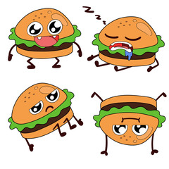 Cheerful, cute, orginal hamburger figures cartoon character