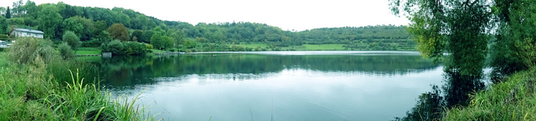 Very natural view of the lake in Vulkaneifel Drei Maare Eifel Germany
